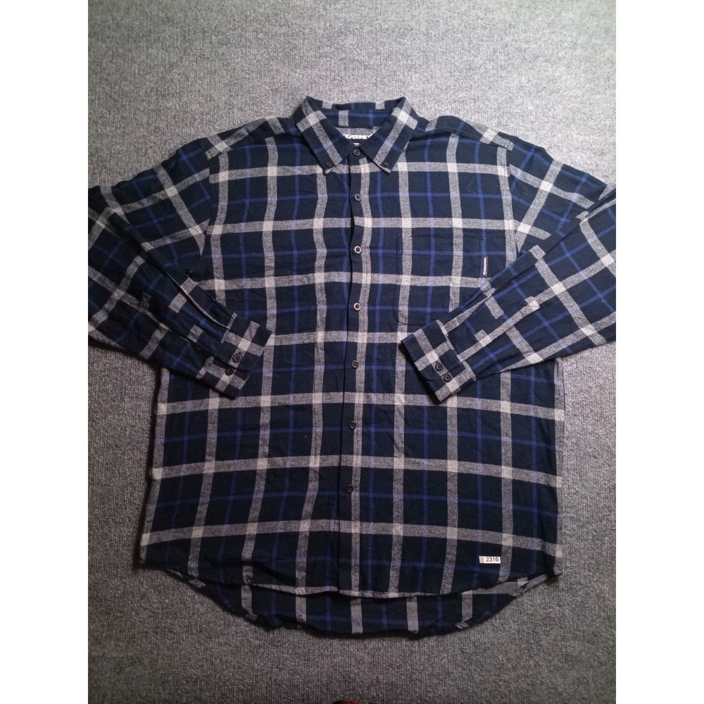 Wolverine Flannel Shirt Mens XL Blue Gray Plaid Long Sleeve Button Up Casual